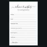 Wedding Advice and Wishes<br><div class="desc">These simple, black and white, modern, minimal, handwritten script Advice & Wishes sheets are perfect to have bridal shower, rehearsal dinner or wedding guests fill out for the happy couple. People will love having the prompts - they make it so easy to leave loving words of advice and well wishes....</div>