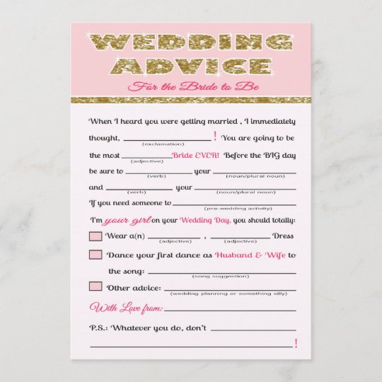 Wedding Advice Bridal shower game
