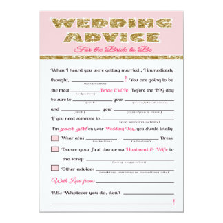 Wedding Advice Bridal shower game Card