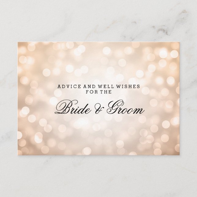 Wedding Advice Card Copper Glitter Lights (Front)