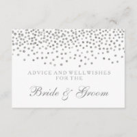 Wedding Advice Card Elegant Silver Confetti