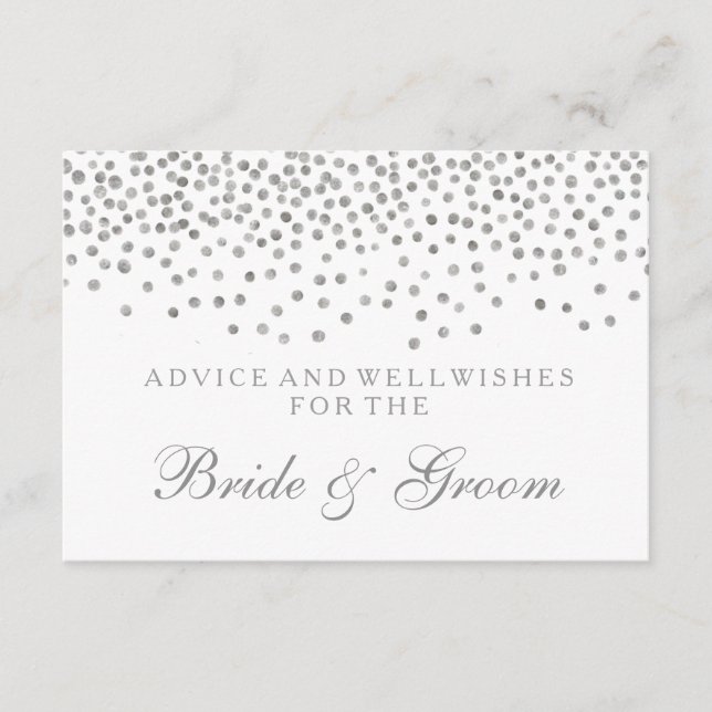 Wedding Advice Card Elegant Silver Confetti (Front)