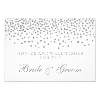 Wedding Advice Card Elegant Silver Confetti