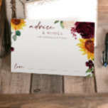 Wedding Advice Card Fall Sunflowers Wedding<br><div class="desc">Sunflowers & Roses Fall Wedding Advice Card : This card has blank space for your guests to fill in advice or wishes. It features sunflowers and burgundy red roses.</div>