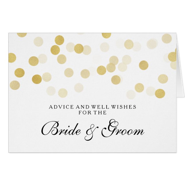 Wedding Advice Card Faux Gold Foil Glitter Lights (Front Horizontal)