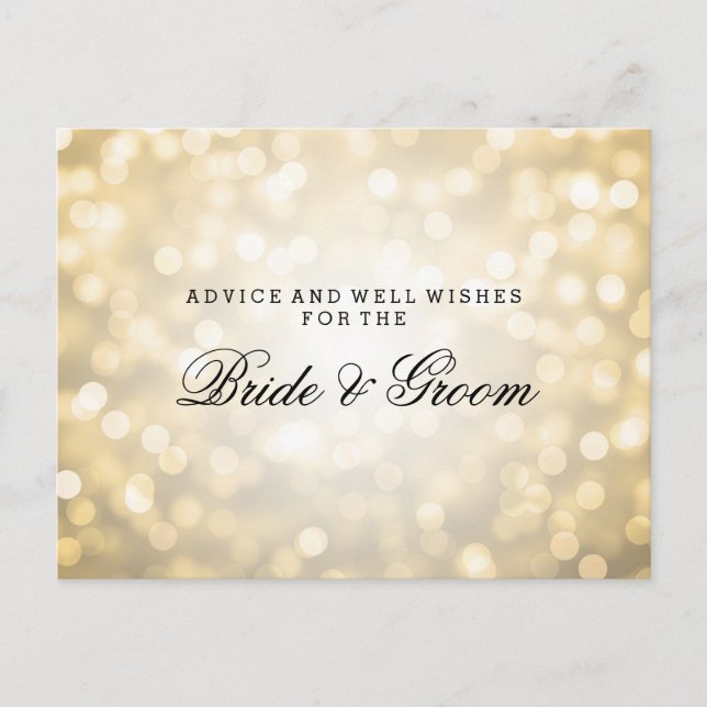 Wedding Advice Card Gold Glitter Lights (Front)