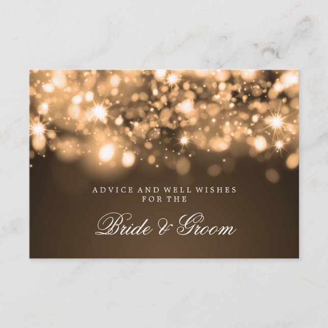 Wedding Advice Card Gold Sparkling Lights (Front)