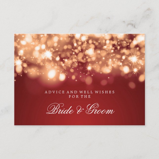Wedding Advice Card Gold Sparkling Lights (Front)