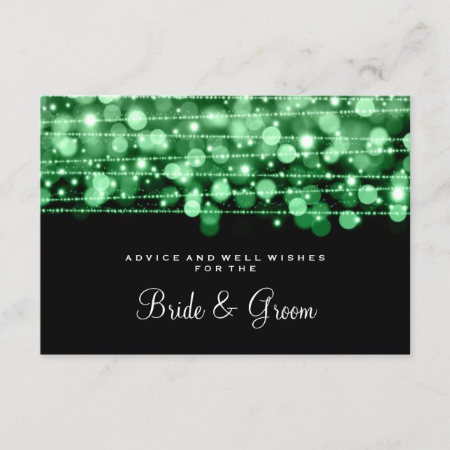 Wedding Advice Card Party Sparkles Green (Front)