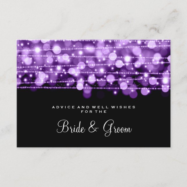 Wedding Advice Card Party Sparkles Purple (Front)