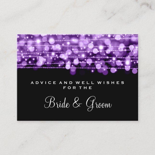 Wedding Advice Card Party Sparkles Purple (Front)