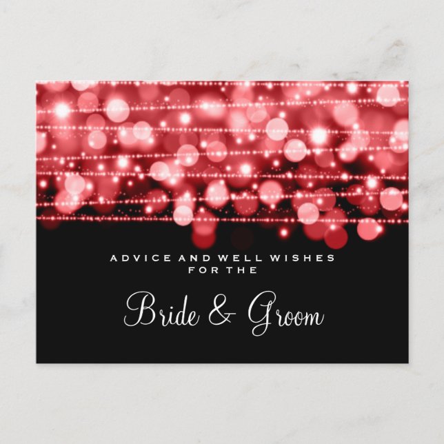 Wedding Advice Card Party Sparkles Red (Front)