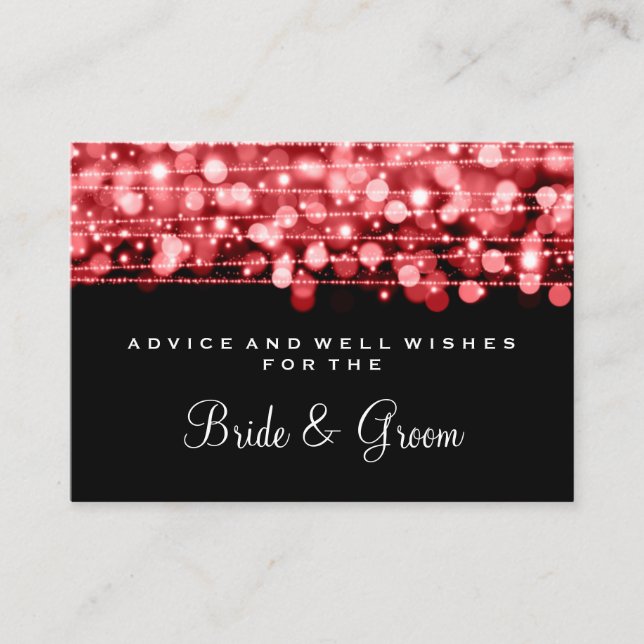 Wedding Advice Card Party Sparkles Red (Front)