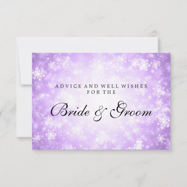 Wedding Advice Card Purple Winter Wonderland (Front)