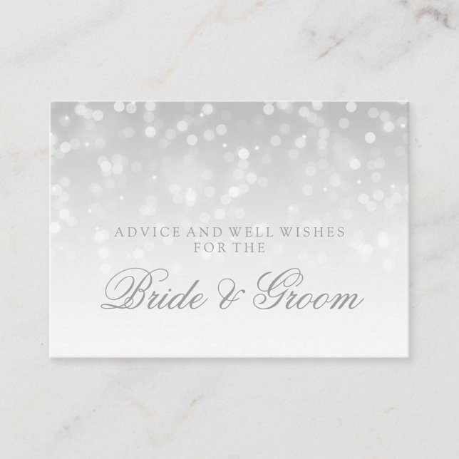 Wedding Advice Card Silver Bokeh Sparkle Lights (Front)