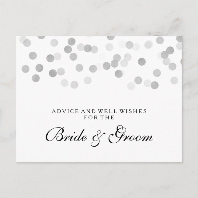 Wedding Advice Card Silver Foil Glitter Lights (Front)