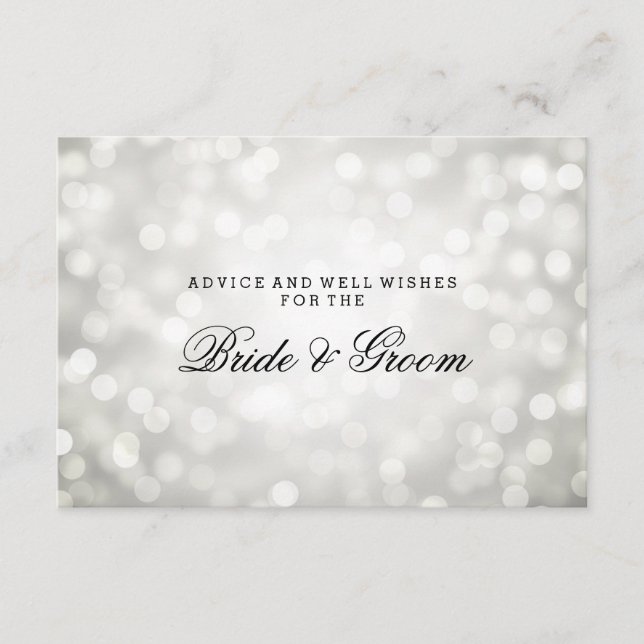 Wedding Advice Card Silver Glitter Lights (Front)