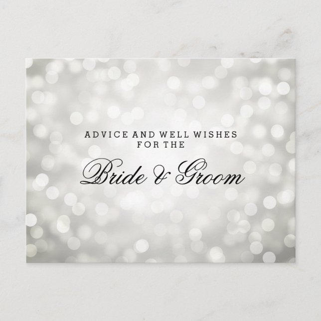 Wedding Advice Card Silver Glitter Lights (Front)