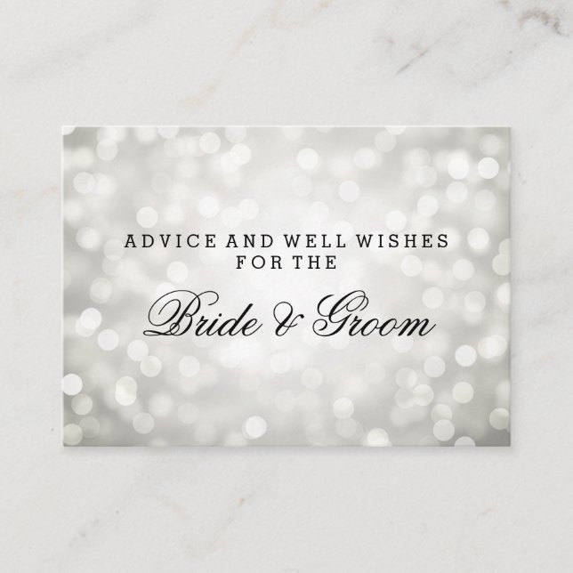 Wedding Advice Card Silver Glitter Lights (Front)