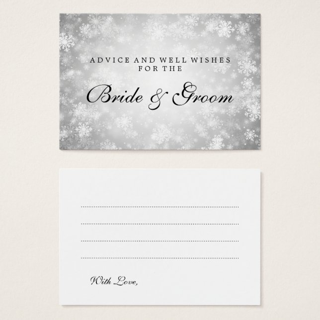 Wedding Advice Card Silver Winter Wonderland (Front & Back)