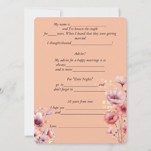 Wedding Advice Peach Fuzz Watercolor Flowers 