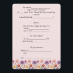 Wedding Advice Spring Flowers Pink Purple Yellow   Card<br><div class="desc">Funny comment,  advice cards for your wedding guests. Beautiful,  watercolor Spring flowers on a very light pink background. Personalize text to any silly,  fun questions or comments you want.</div>