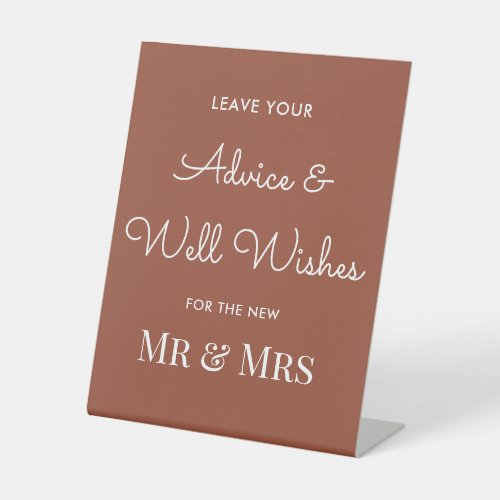 Wedding Advice Terracotta Brown Well Wishes Pedestal Sign