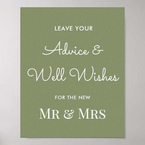 Wedding Advice Well Wishes Sage Green  Poster
