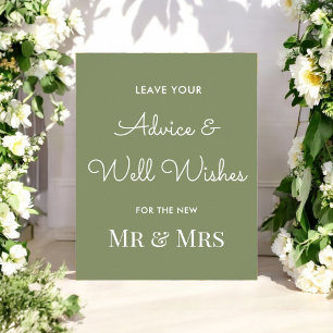 Wedding Advice Well Wishes Sage Green  Poster