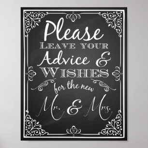 Wedding Advice Wishes Sign Chalkboard Custom