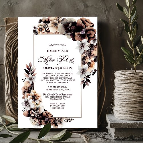 Wedding After Party Rustic Autumn Floral Reception Invitation