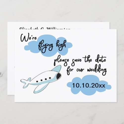 Wedding Airplane Destination Save The Date Invitation