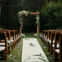 Wedding Aisle Runner | Watercolor Sage Green Leaf