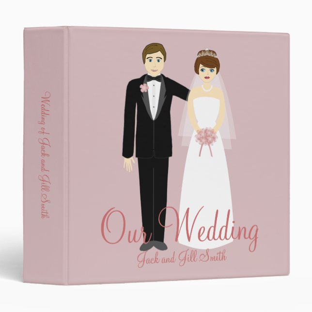 Wedding Album Customizable (mauve) 3 Ring Binder (Front/Spine)