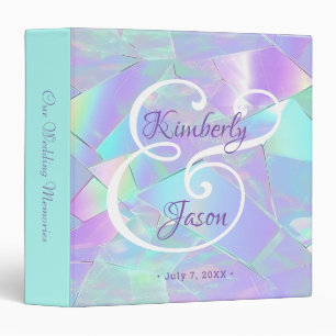 Wedding Album Fancy Monogram/Name Iridescent 3 Ring Binder