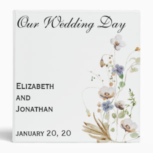 Wedding Album Field Flowers Watercolor 3 Ring Bind Binder