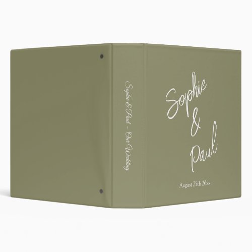 Wedding Album Olive Green White Foil With Letterin 3 Ring Binder