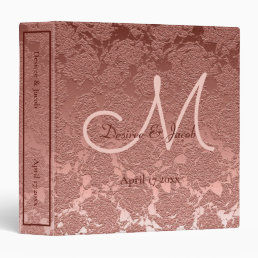 Wedding Album Rose Gold Elegant Monogram Floral 3 Ring Binder