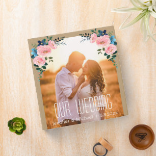 wedding album watercolor floral arch brown photo 3 ring binder