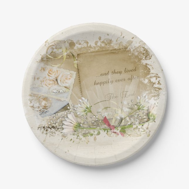 wedding album with daisy bouquet paper plates (Front)