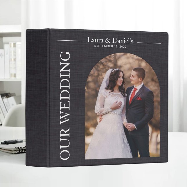 Wedding Albums Black Linen Texture Photos 3 Ring Binder (Creator Uploaded)