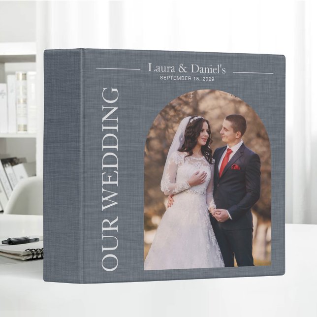 Wedding Albums Gray Linen Texture Photos 3 Ring Binder (Creator Uploaded)