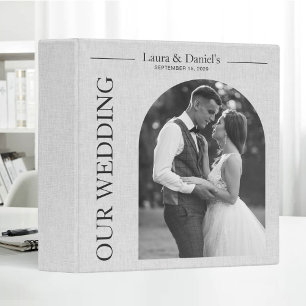 Wedding Albums White Linen Personalized Photos 3 Ring Binder