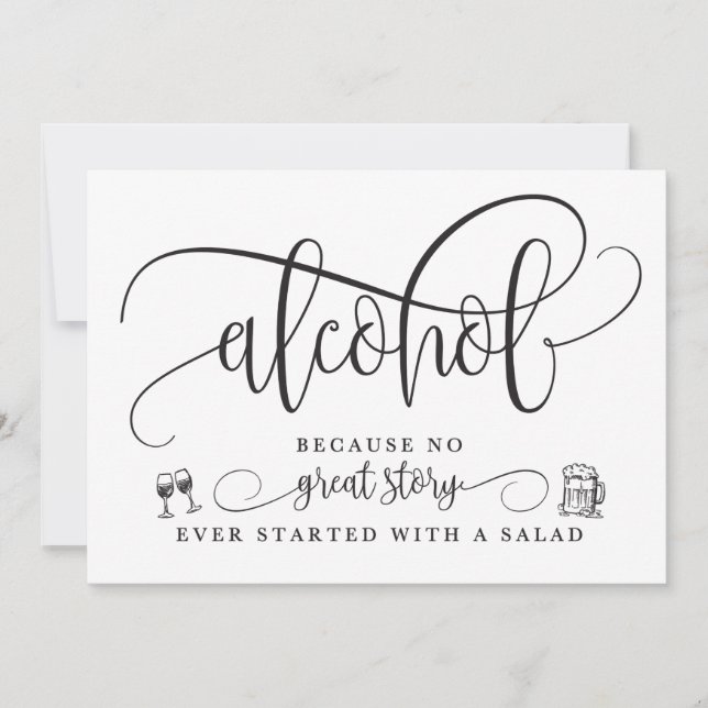 Wedding Alcohol Bar Sign Invitation (Front)