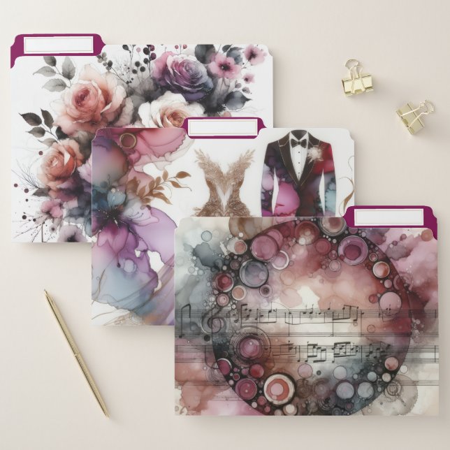 Wedding Alcohol Ink File Folder (Set)