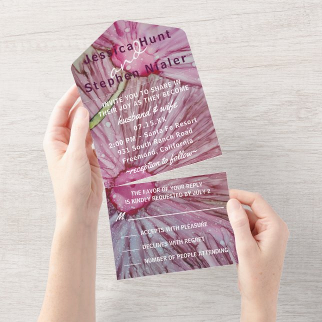 Wedding All N One Invitation Fresh Florals (Tearaway)