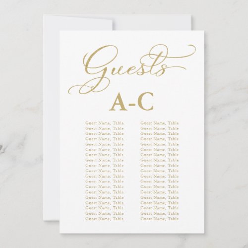 Wedding Alphabetical Guest Seating Gold Foil Invitation