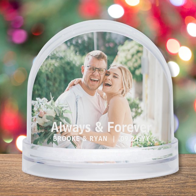 Wedding Always And Forever Couple Photo Custom Snow Globe (Creator Uploaded)