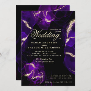 Wedding Amethyst Purple Alcohol Ink Invitation