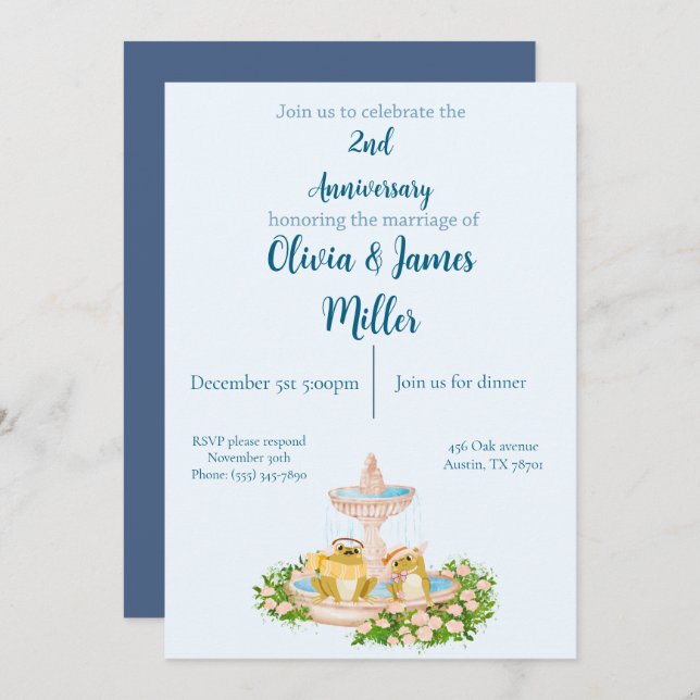 Wedding and anniversary invitation (Front/Back)